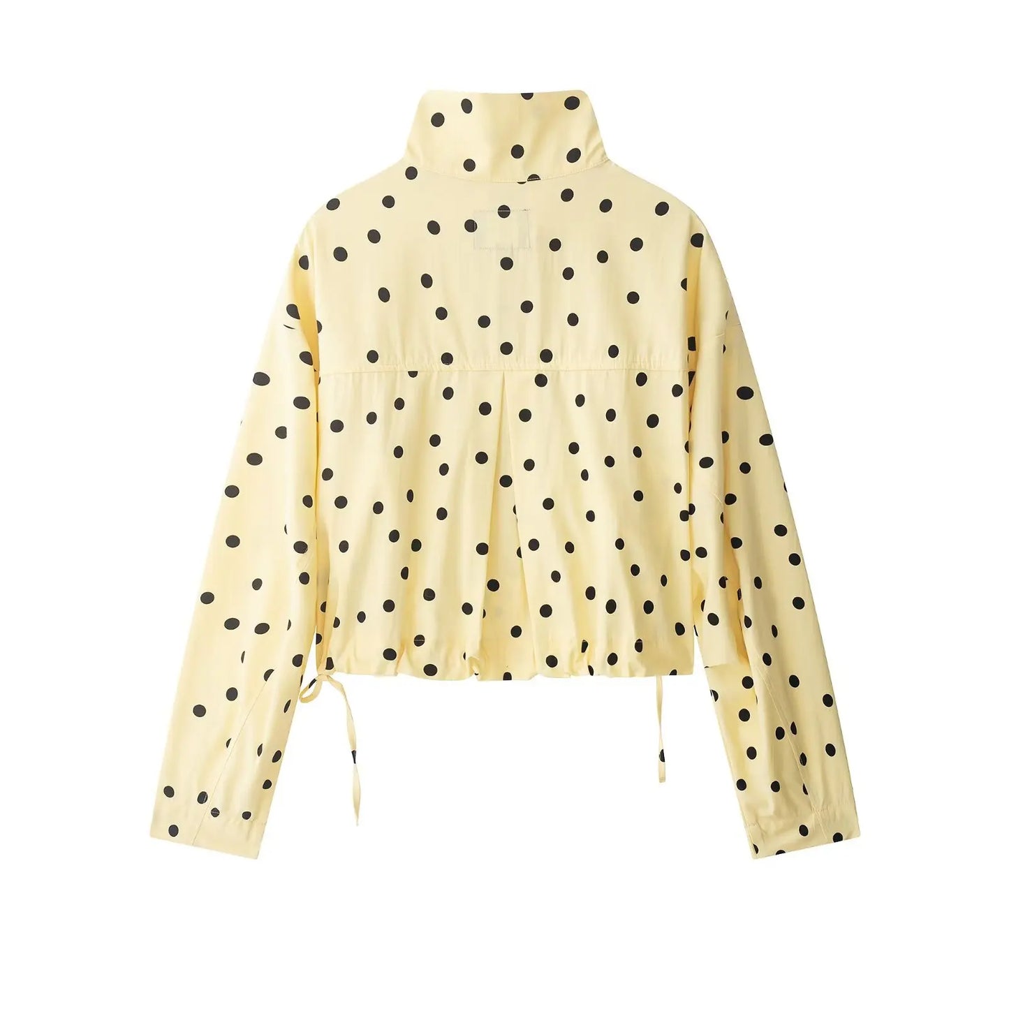 HH 2026 Women 2 Piece Set Long Sleeves Single Breasted Shirring Polka Dot Short Coat+Casual Elastic Waist Balloon Fit Shorts
