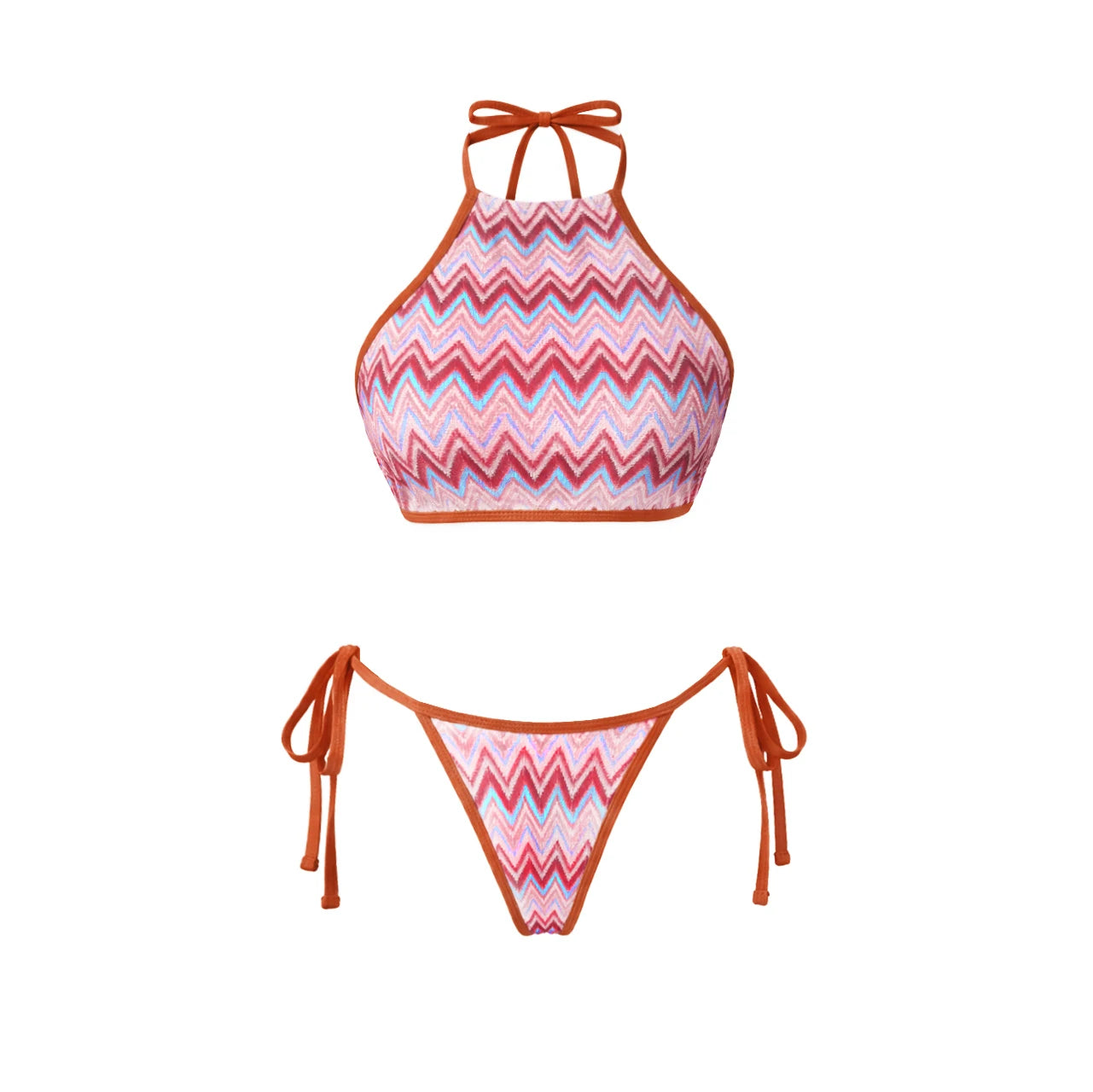 3Pcs Striped Bikini 2026 Bandeau Biquini Women Sexy Swimsuit Push Up Swimwear Female Mesh Pants Bathing Suit Cover Up Beachwear