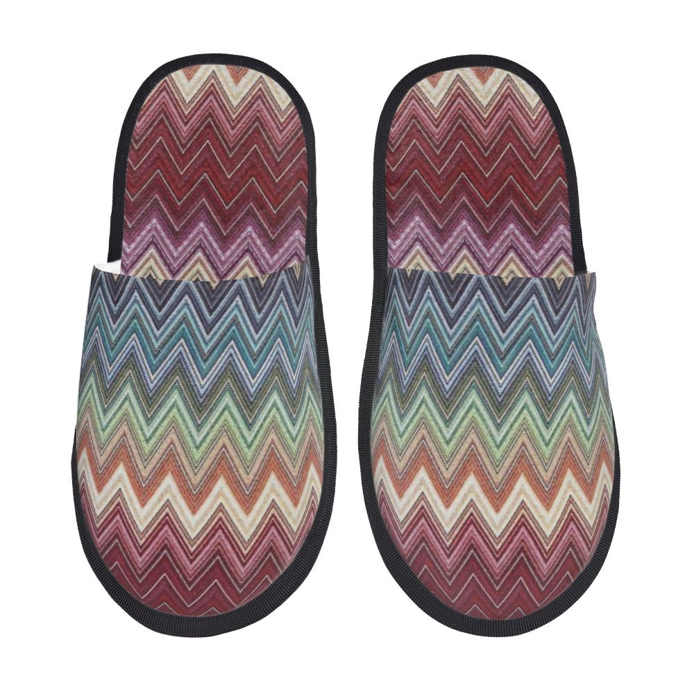 Abstract Geometric Home Zig Zag Guest Slippers for Hotel Women Custom Print Boho Modern Camouflage House Slipper