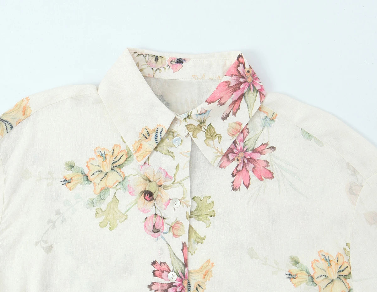 European and American style 2026 spring new women's clothing design loose and versatile linen blend shirt