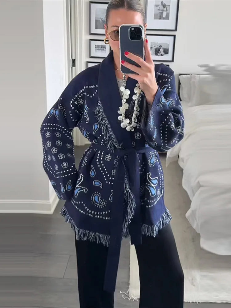 Frauen Gestrickte Getäfelten Pullover drehen-unten Kragen Flare Hülse Reißverschlüsse Mantel Strickjacke Casual Büro Dame Herbst 2025, Pullover