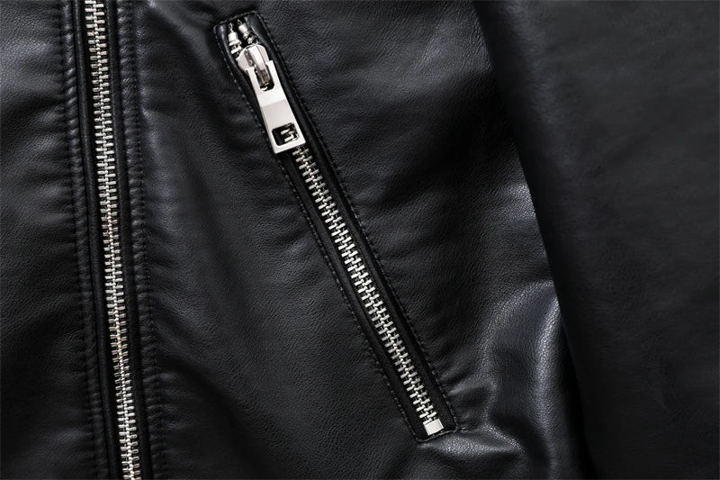 Neue 2025, Damen-Motorrad-Leder, PU-Kunstleder, lockere Jacke, schwarze Jacke