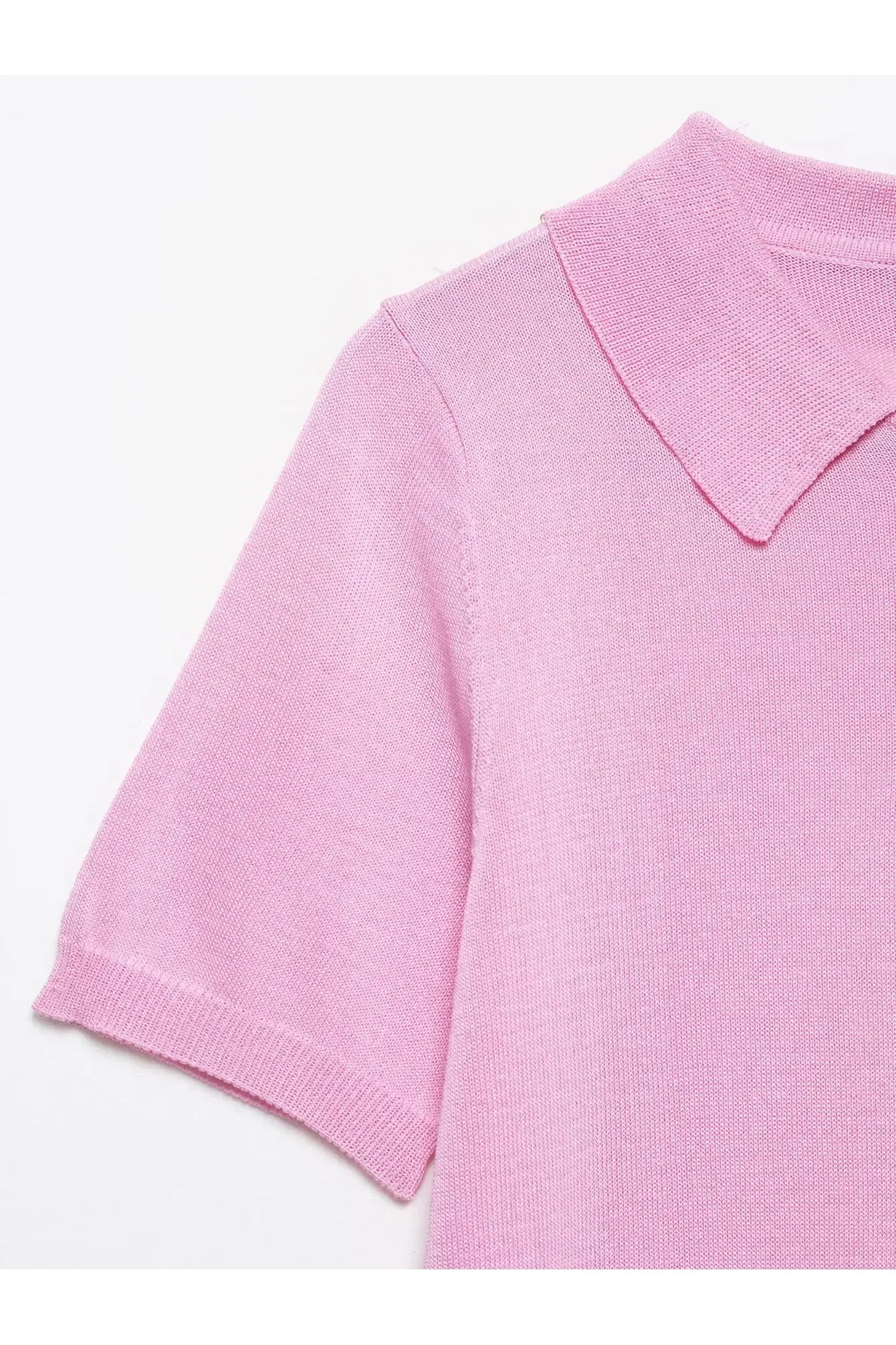ALESSIA CANDY - Damen Strick Top – Polo Kragen Kurzarm Pullover