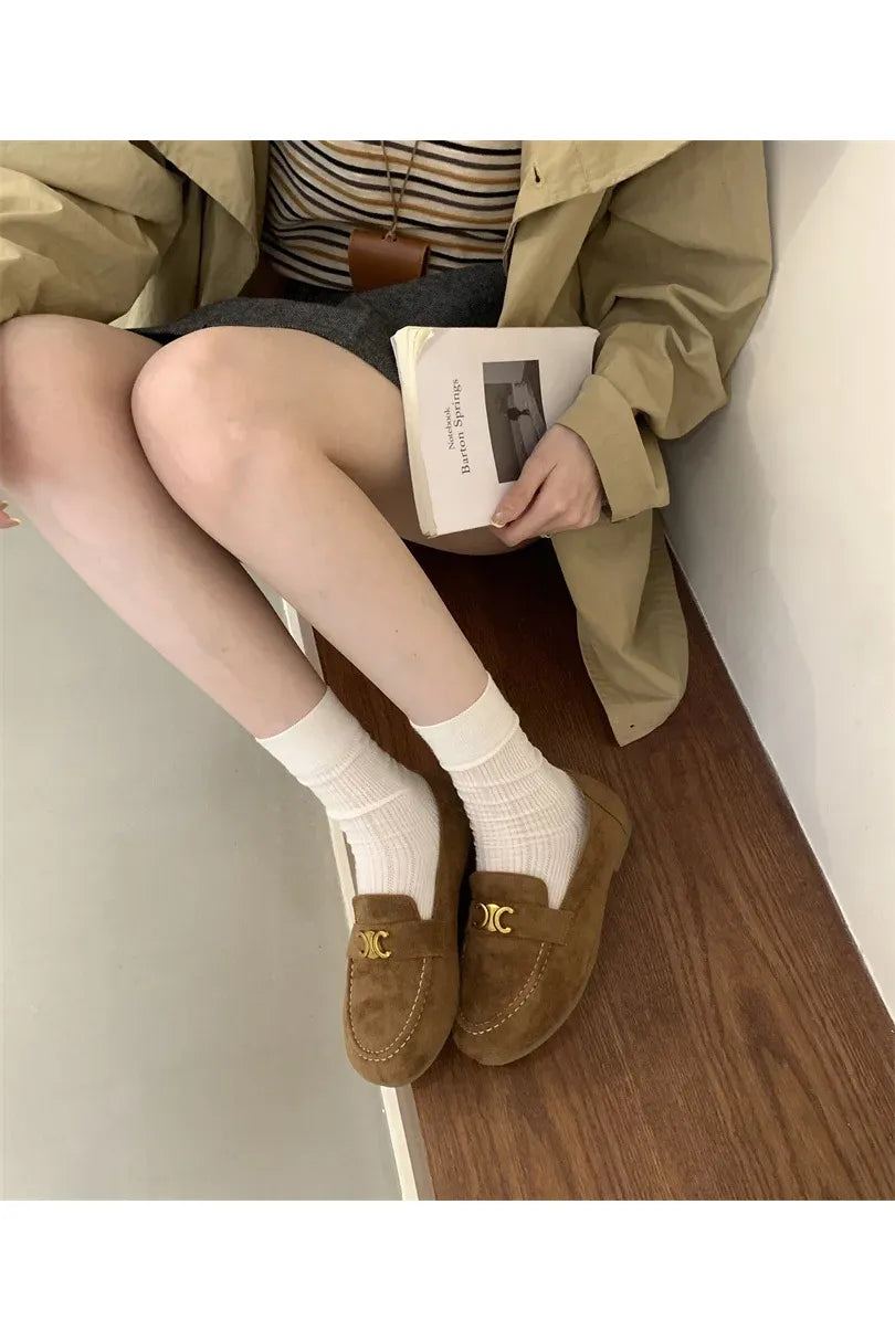 Französische Vintage-Slipper mit flacher Sohle für Damen – Eleganter, neuer Frühlingsstil, Schwarz, Slip-On, weiche Sohle, Bohnenschuhe