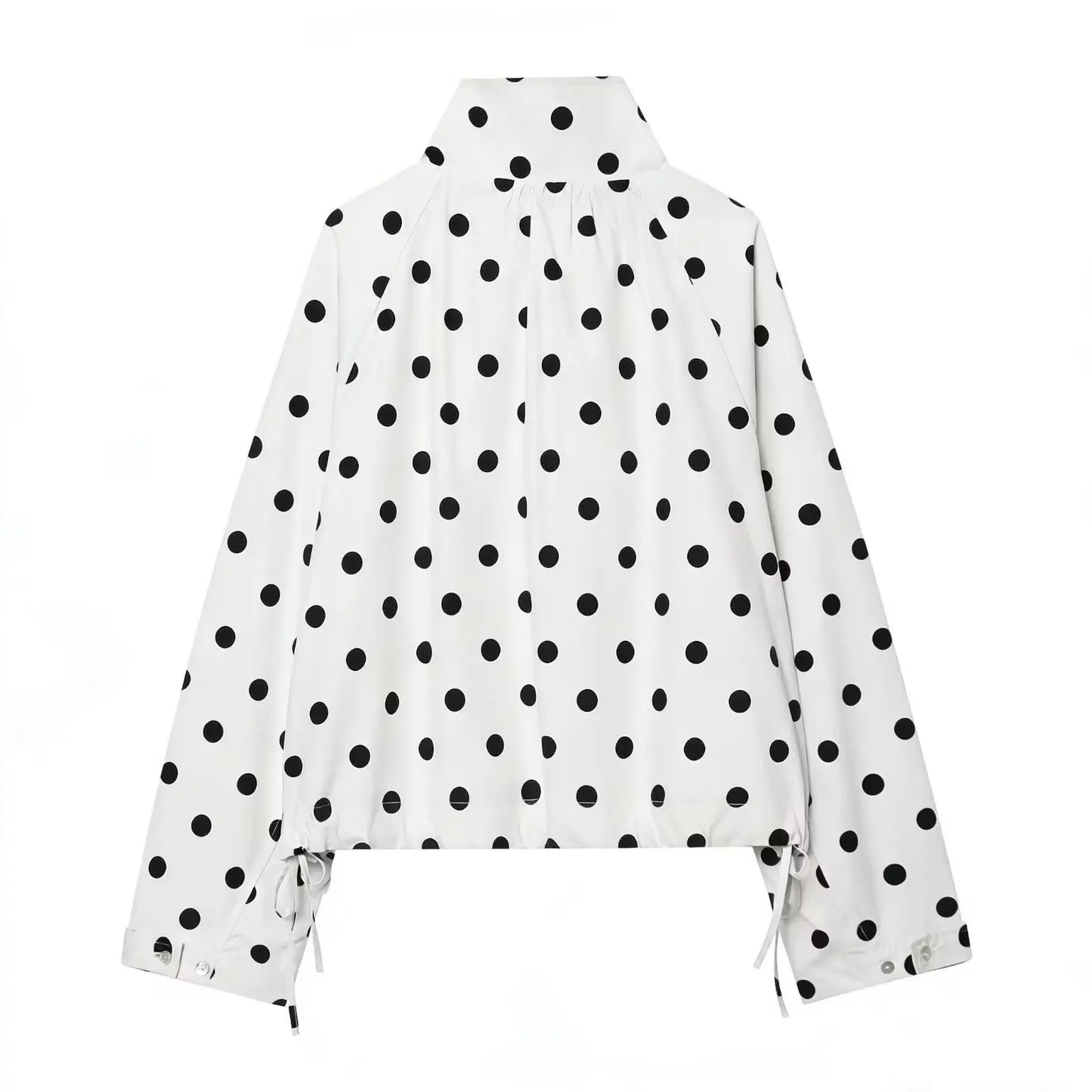 HH Damen Langarm Rosa Gepunktete Jacke Modische Einreihige Hochkragen Kurze Jacke Damen Frühling Lässige High-Street-Jacke