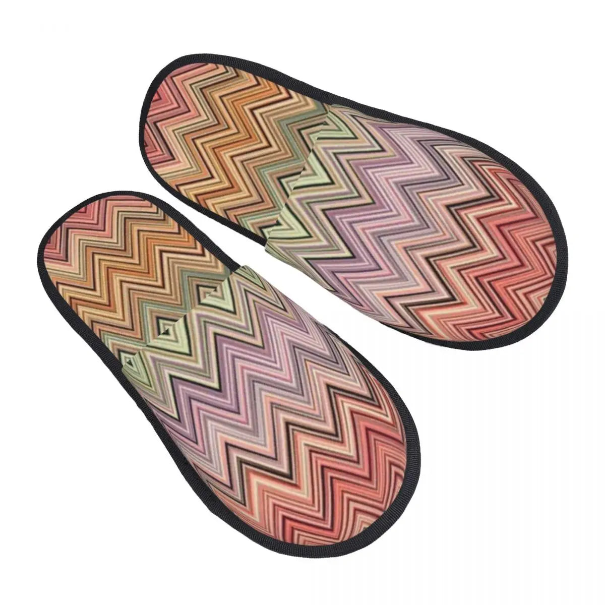 Abstract Geometric Home Zig Zag Guest Slippers for Hotel Women Custom Print Boho Modern Camouflage House Slipper