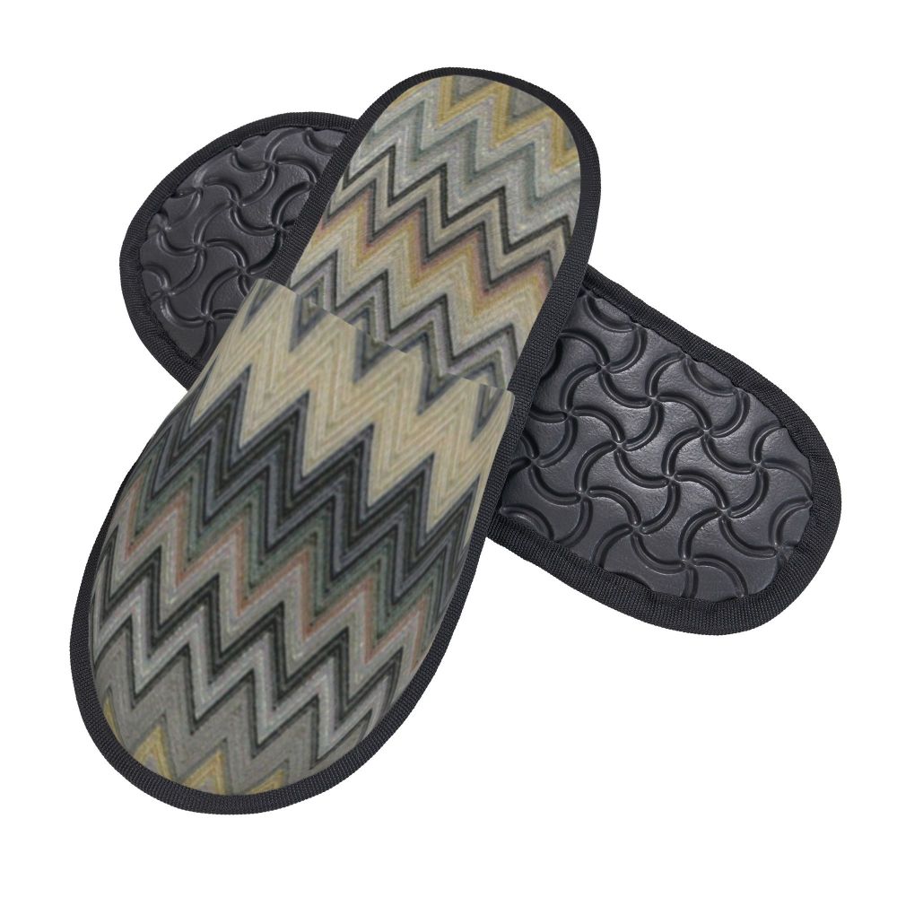 Abstract Geometric Home Zig Zag Guest Slippers for Hotel Women Custom Print Boho Modern Camouflage House Slipper