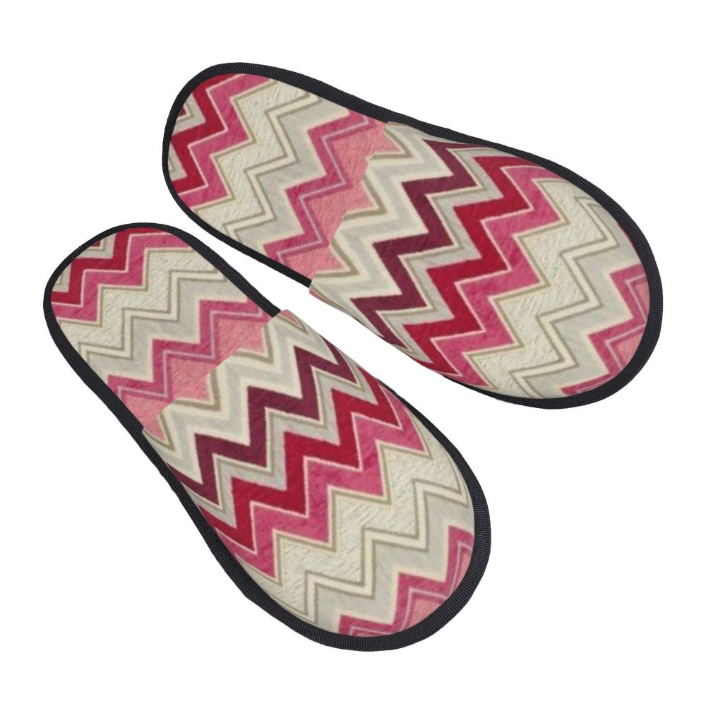 Abstract Geometric Home Zig Zag Guest Slippers for Hotel Women Custom Print Boho Modern Camouflage House Slipper