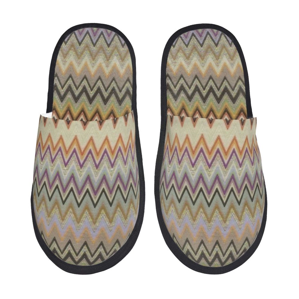 Abstract Geometric Home Zig Zag Guest Slippers for Hotel Women Custom Print Boho Modern Camouflage House Slipper