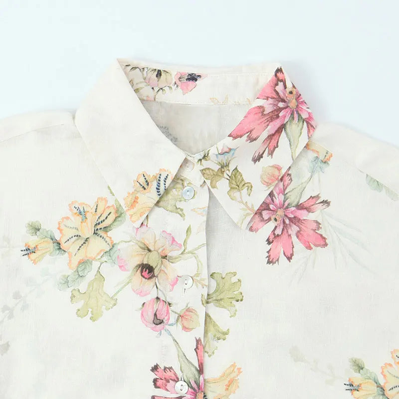 TFAFXY Thin Women Printed Blouse 2026 Spring Autumn Single-breasted Loose Shirt Female Casual Office Top Y2K