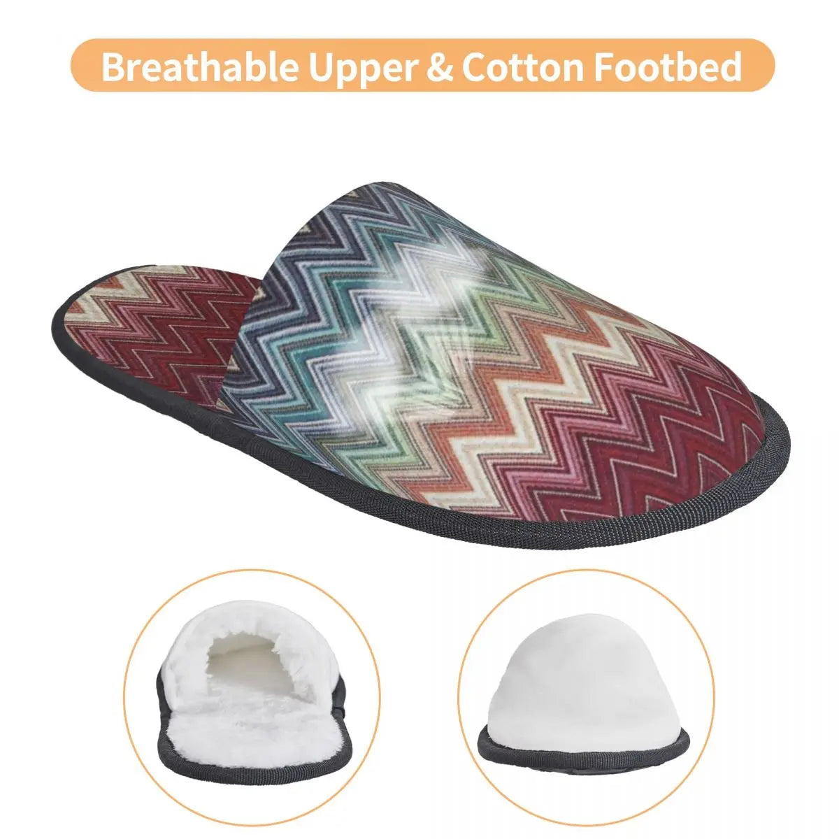 Abstract Geometric Home Zig Zag Guest Slippers for Hotel Women Custom Print Boho Modern Camouflage House Slipper