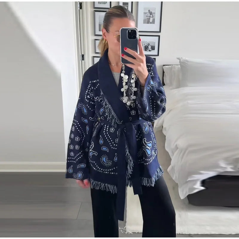 Frauen Gestrickte Getäfelten Pullover drehen-unten Kragen Flare Hülse Reißverschlüsse Mantel Strickjacke Casual Büro Dame Herbst 2025, Pullover