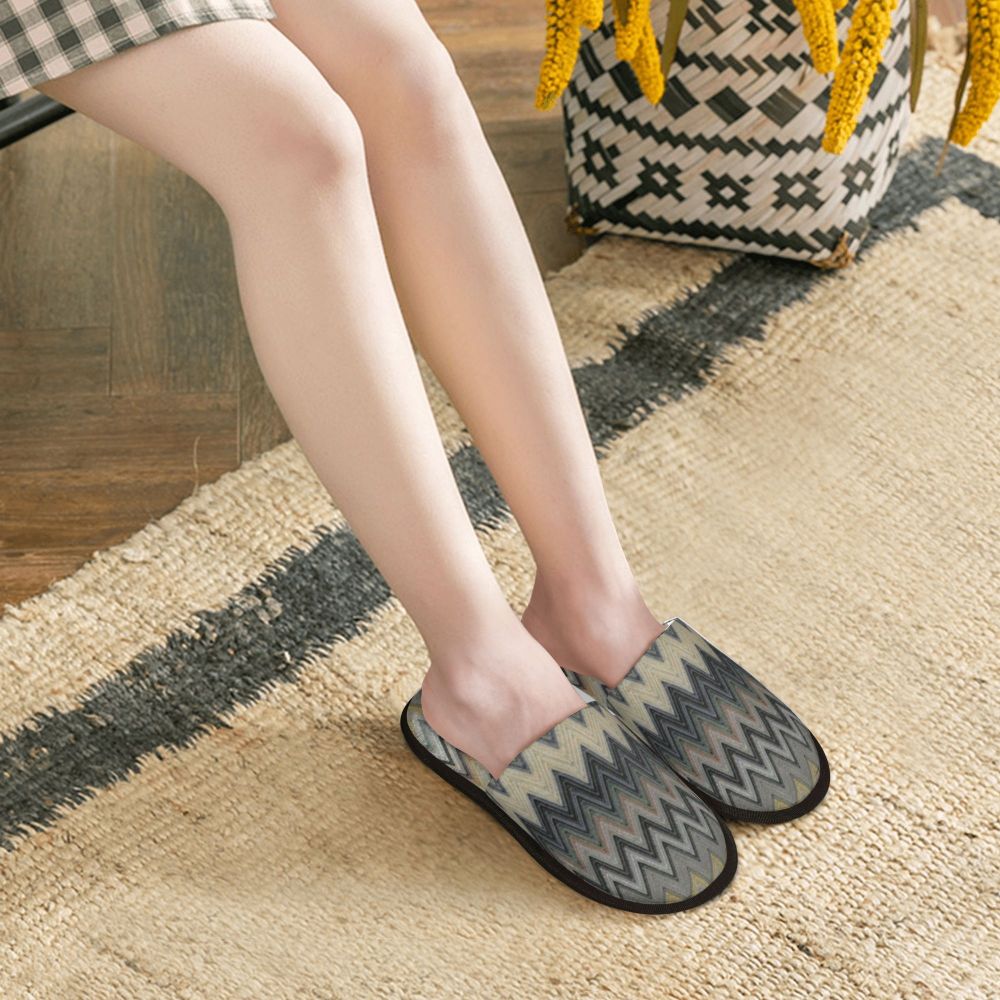 Abstract Geometric Home Zig Zag Guest Slippers for Hotel Women Custom Print Boho Modern Camouflage House Slipper