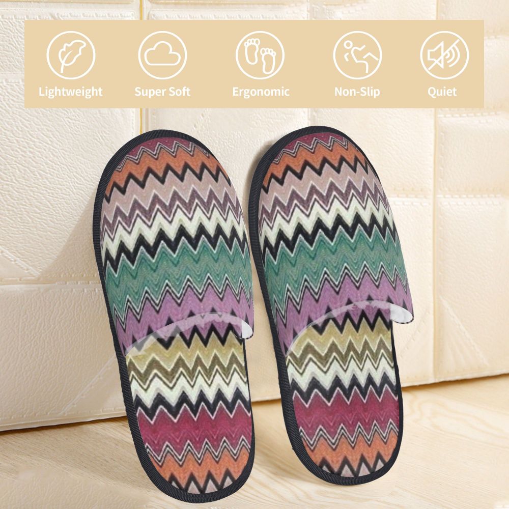 Abstract Geometric Home Zig Zag Guest Slippers for Hotel Women Custom Print Boho Modern Camouflage House Slipper