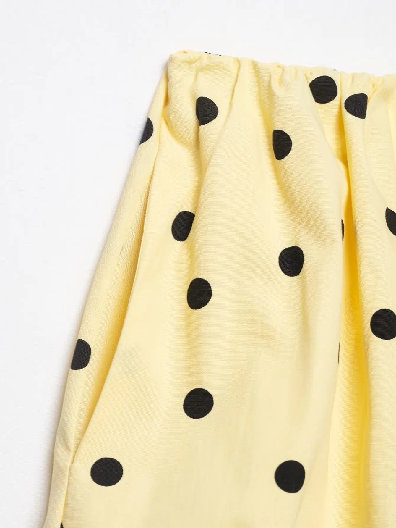 HH 2026 Women 2 Piece Set Long Sleeves Single Breasted Shirring Polka Dot Short Coat+Casual Elastic Waist Balloon Fit Shorts