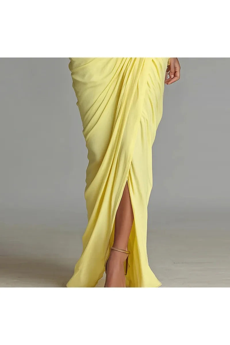 Besellics Soleil Draped Maxi Dress
