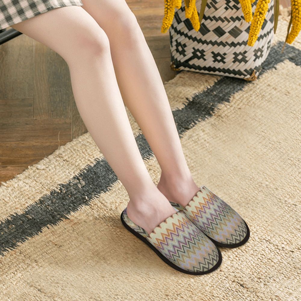 Abstract Geometric Home Zig Zag Guest Slippers for Hotel Women Custom Print Boho Modern Camouflage House Slipper