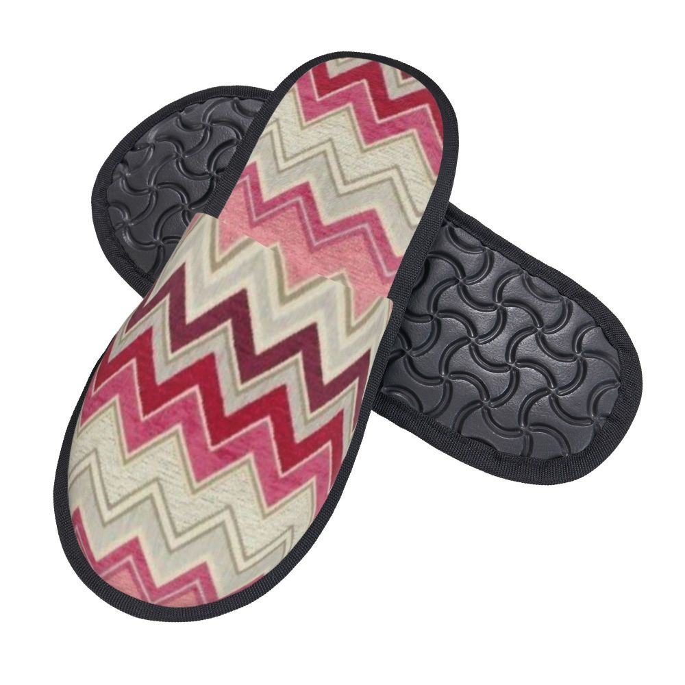 Abstract Geometric Home Zig Zag Guest Slippers for Hotel Women Custom Print Boho Modern Camouflage House Slipper