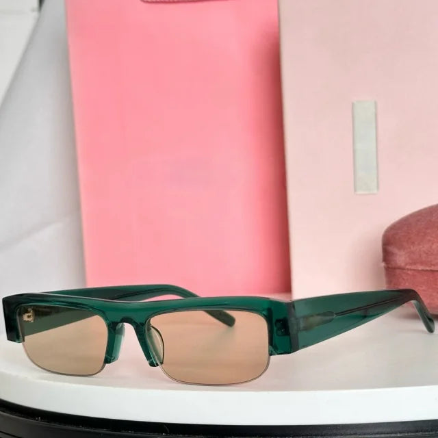 Neue modische Acetat-Sonnenbrille für Damen, Markendesigner, halbrandloser Rahmen, Eyeware, Sommer, coole Mädchen-Sonnenbrille mit rechteckigem Rahmen