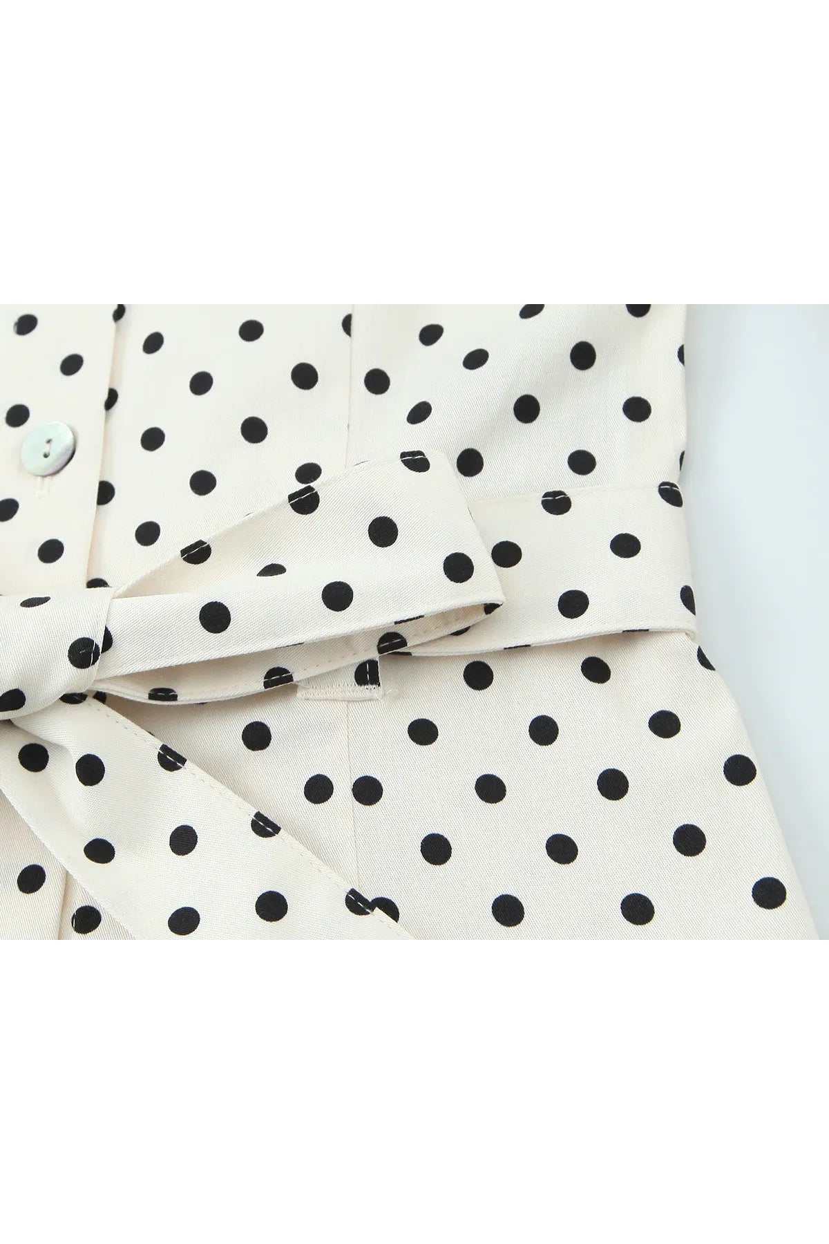 HH Damen Mode Einreihige Jacke mit Taschen und Gürtel-Dekoration im Polka-Dot-Stil + Hochgeschnittene Reißverschluss-Caprihose 2-teiliges Set