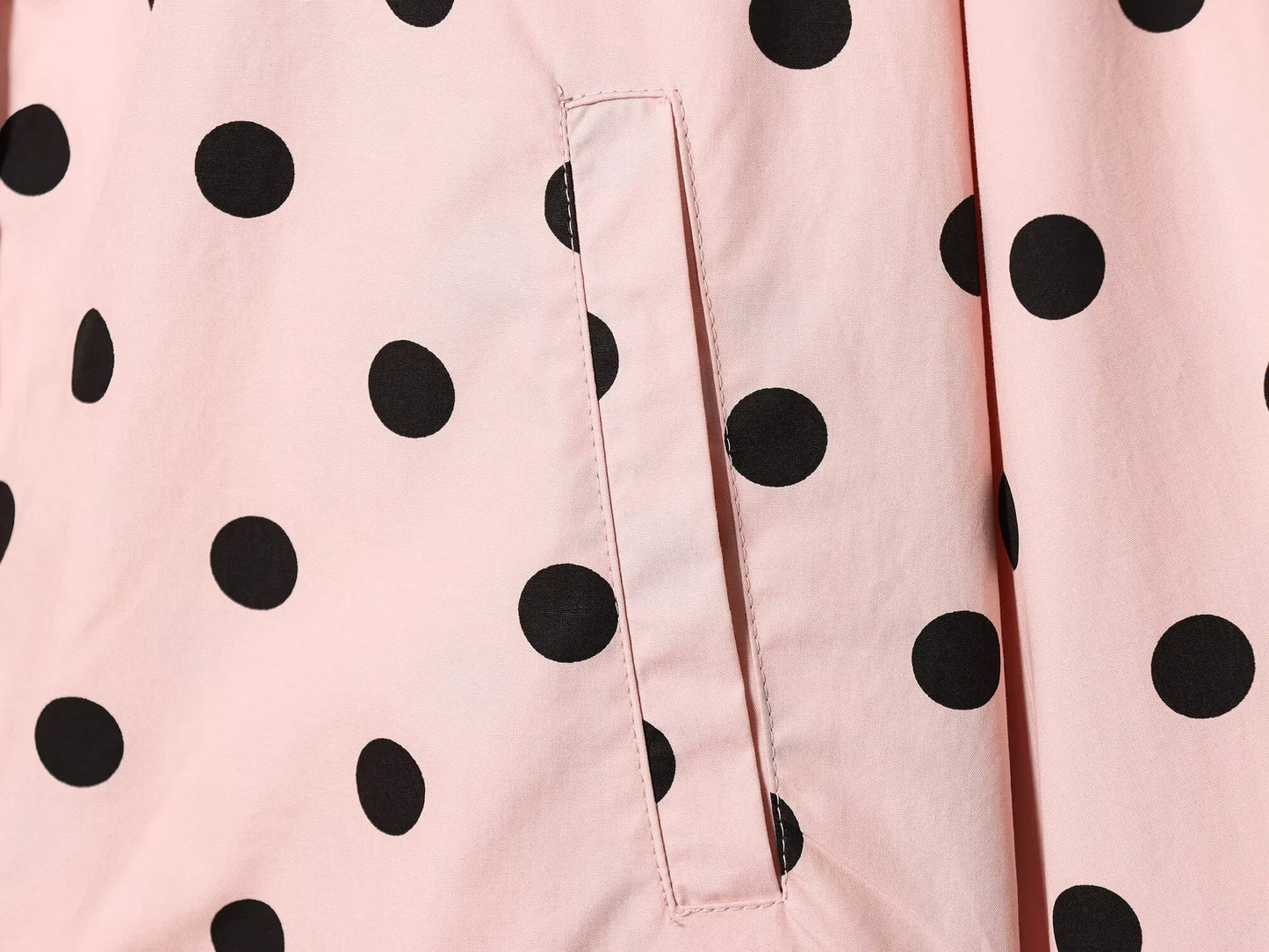 HH Damen Langarm Rosa Gepunktete Jacke Modische Einreihige Hochkragen Kurze Jacke Damen Frühling Lässige High-Street-Jacke