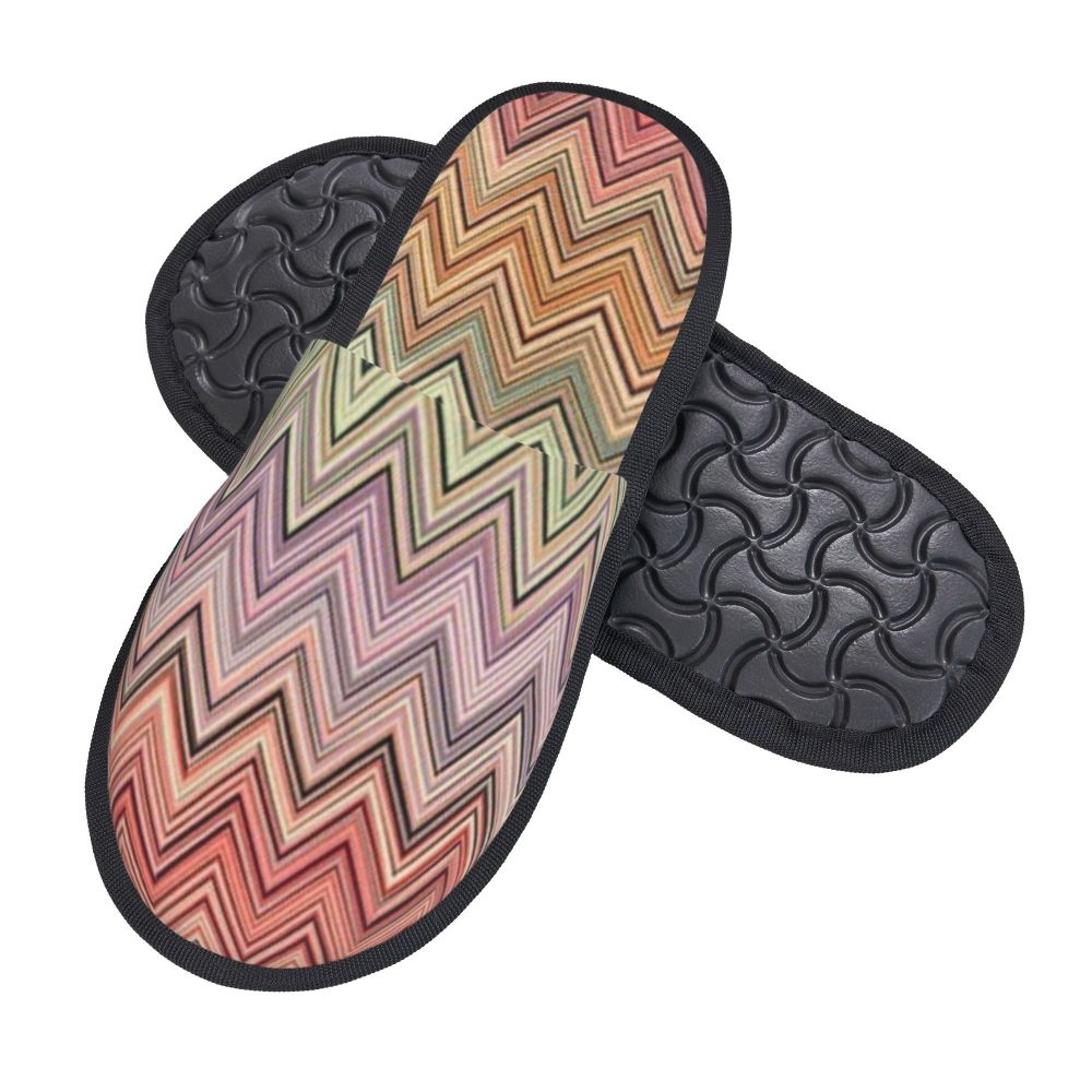 Abstract Geometric Home Zig Zag Guest Slippers for Hotel Women Custom Print Boho Modern Camouflage House Slipper