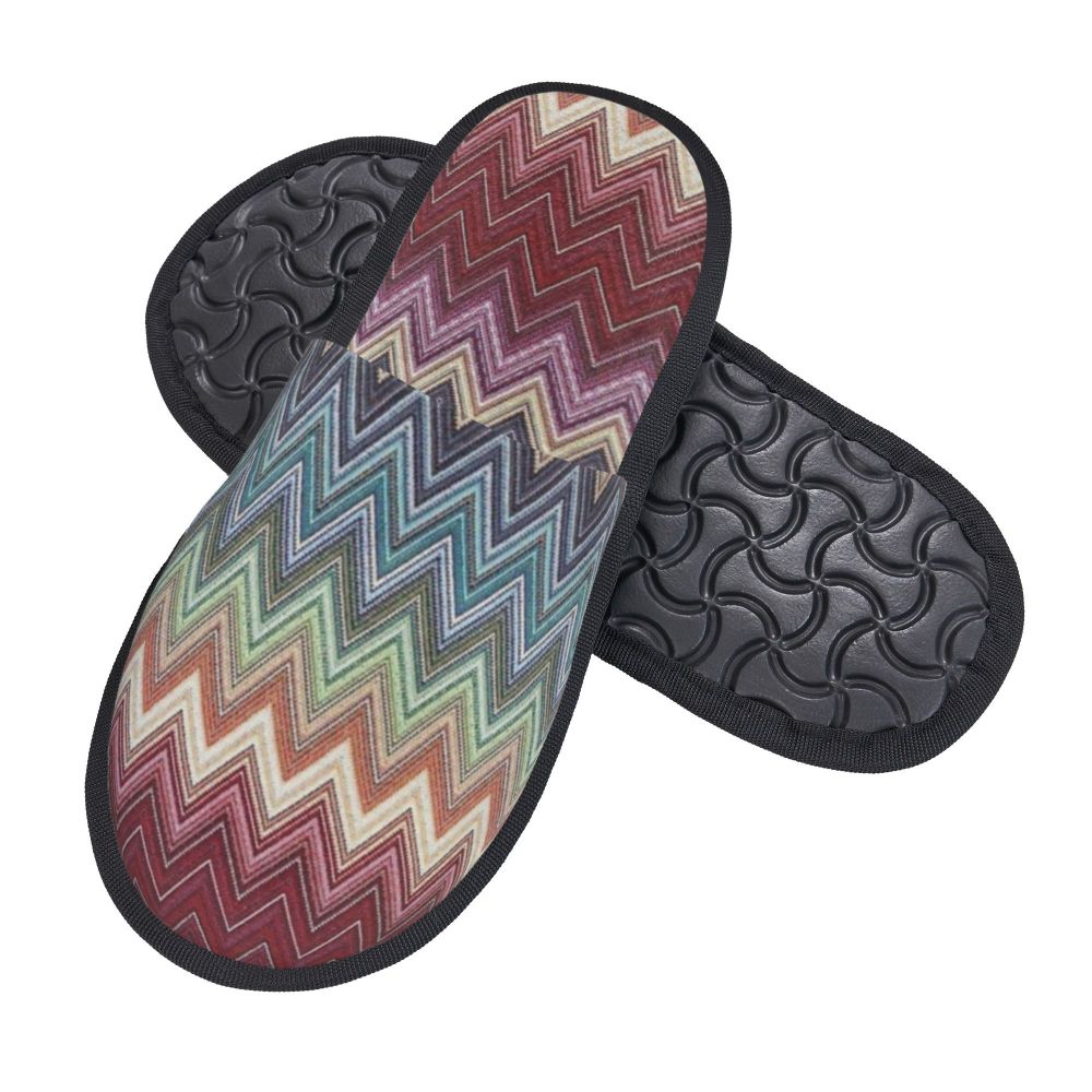 Abstract Geometric Home Zig Zag Guest Slippers for Hotel Women Custom Print Boho Modern Camouflage House Slipper