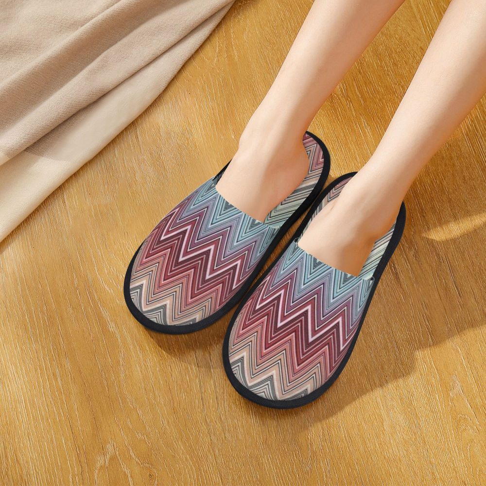 Abstract Geometric Home Zig Zag Guest Slippers for Hotel Women Custom Print Boho Modern Camouflage House Slipper