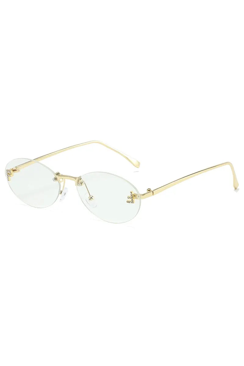 EMILIA - Randlose Sonnenbrille mit Diamant-Buchstabe