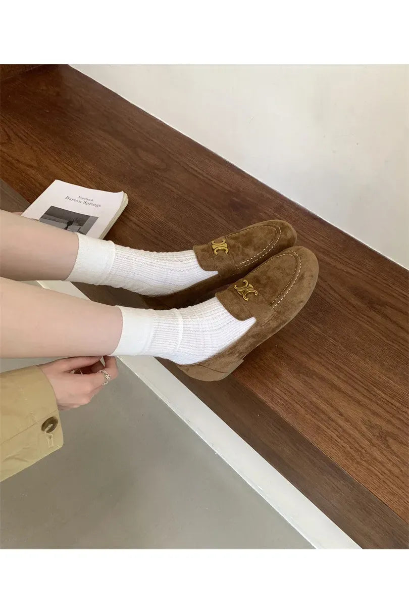 Französische Vintage-Slipper mit flacher Sohle für Damen – Eleganter, neuer Frühlingsstil, Schwarz, Slip-On, weiche Sohle, Bohnenschuhe