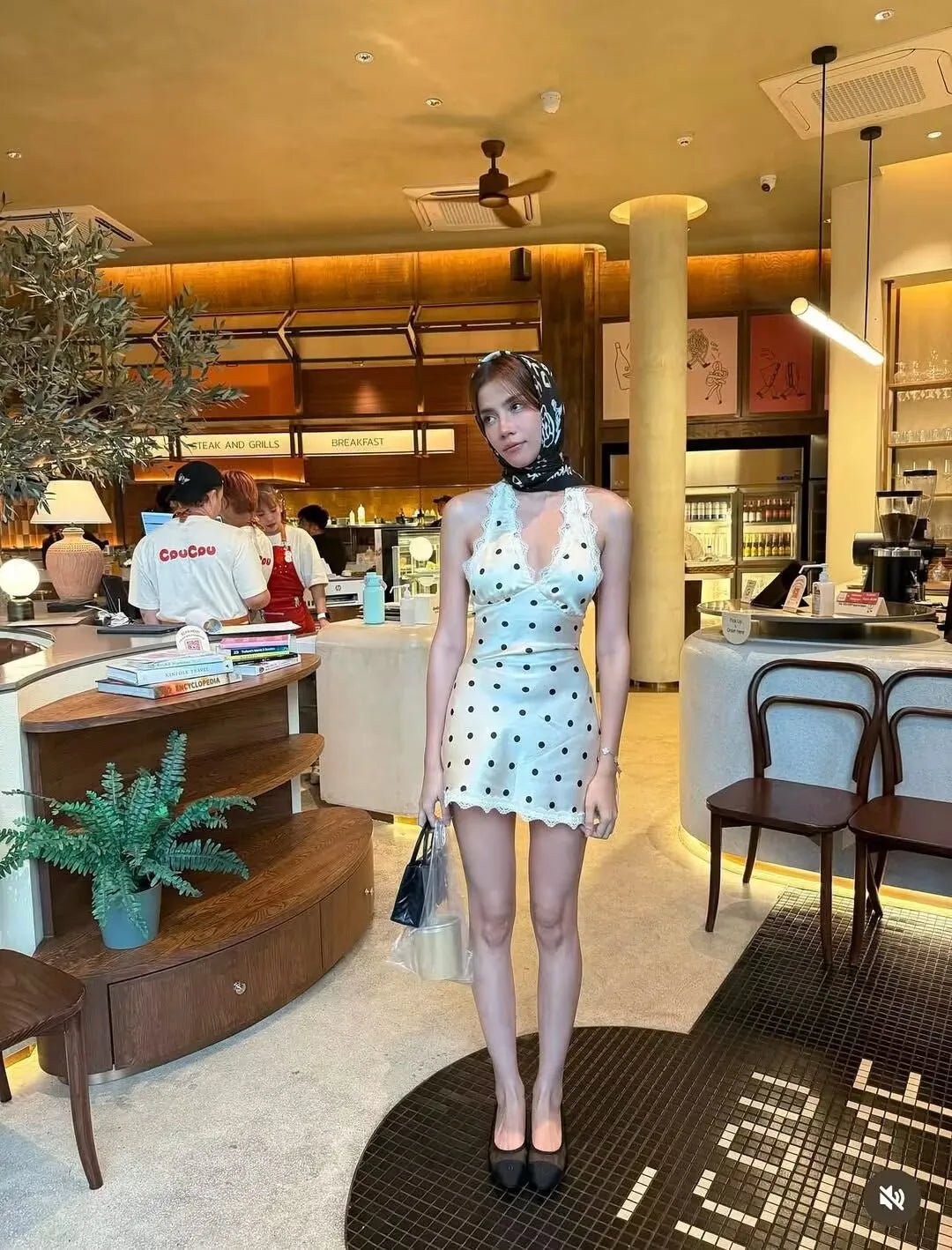 YENKYE Lace Spliced Polka Dot Halter Dress Women Elegant A-line Mini Sexy Backless Dresses Summer Robe 2025