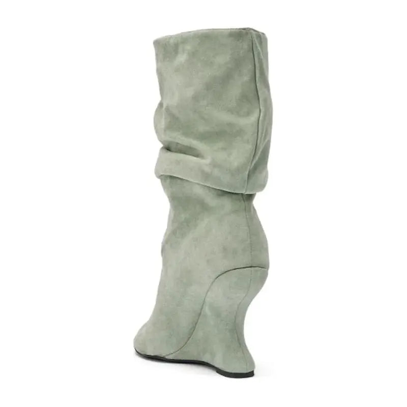 European AndAmerican Hot Girls with Pleated Pile Sleeves,fish Mouth Cool Boots,women's Fashion, Big Tube,sloping Andknight Boots