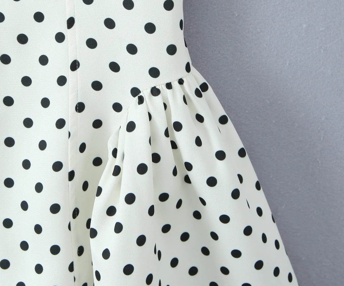 YENKYE Französisch Stil Retro Polka Dot Tiefem V Halter Kleid Frauen Sexy Backless A-linie Schlank Süße Elegante Mini Kleider Sommer Robe