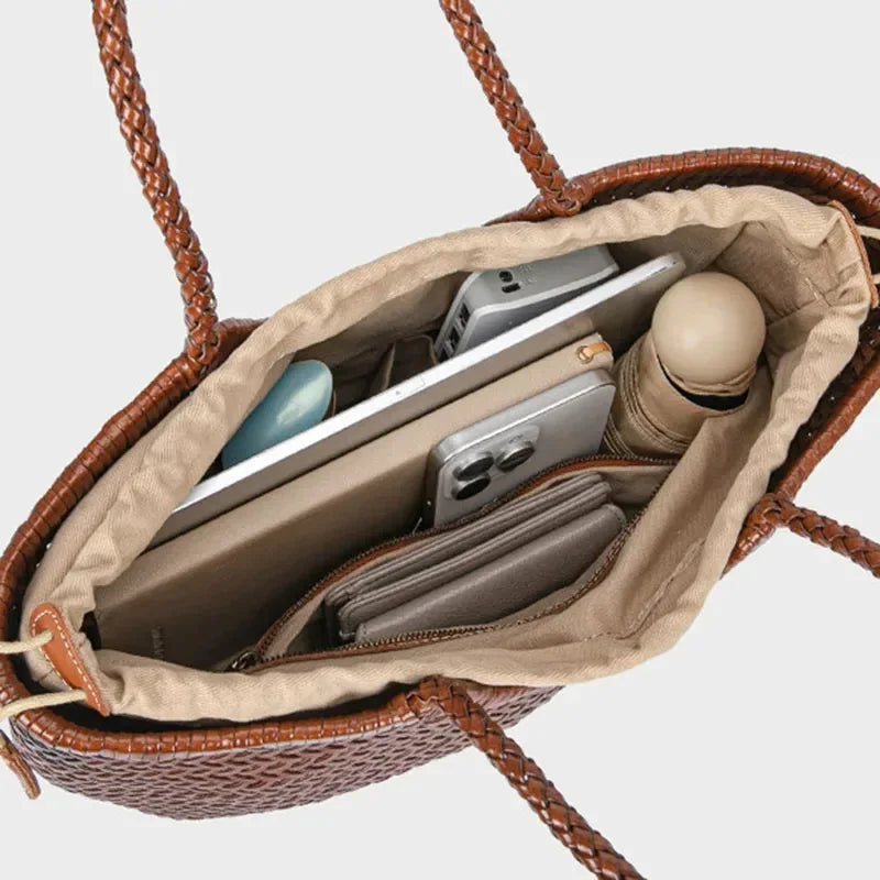 Women Straw 2in1 Woven Bag Fashion Plush Wings Armpit Bag Large Capacity Dumpling Straw Shoulder Bag For Summer Beach Bucket Bag