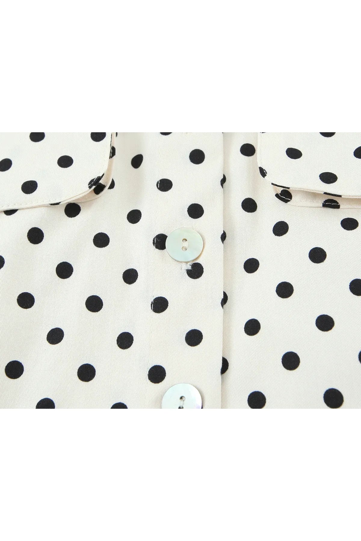 HH Damen Mode Einreihige Jacke mit Taschen und Gürtel-Dekoration im Polka-Dot-Stil + Hochgeschnittene Reißverschluss-Caprihose 2-teiliges Set