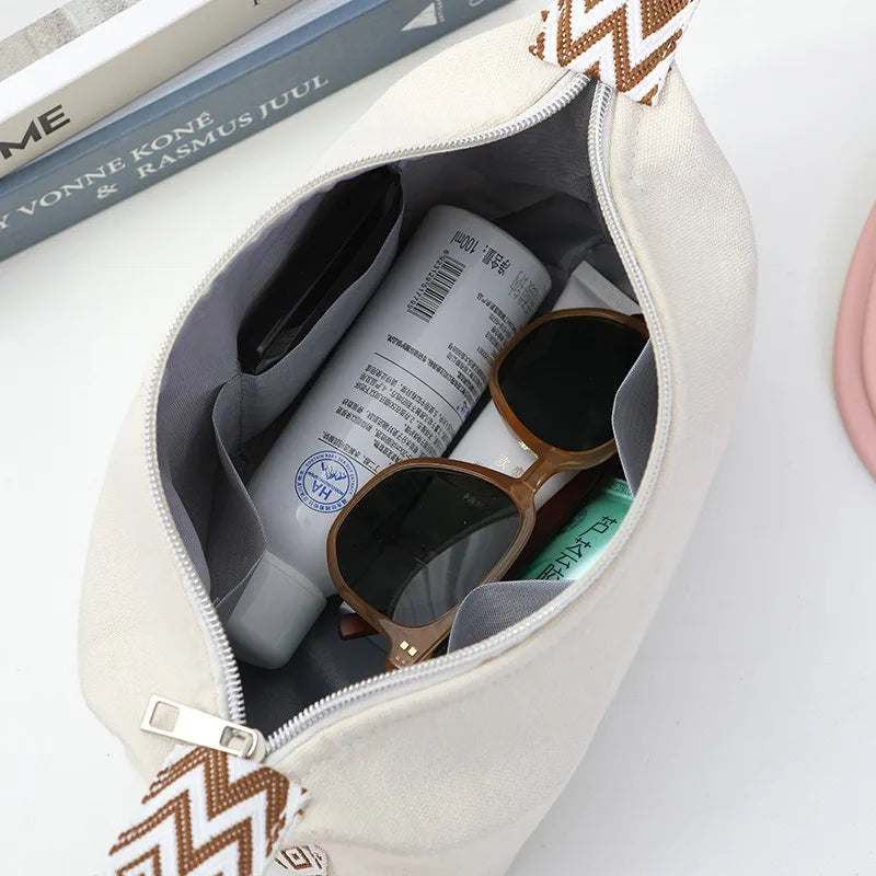 Portable Travel Cosmetic Bag Large Capacity Handheld Toiletry Bag Luxury Canvas Foldable Storage Bag for Makeup And Travel