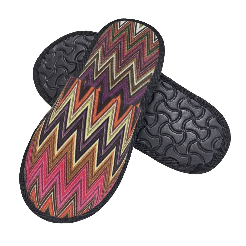 Abstract Geometric Home Zig Zag Guest Slippers for Hotel Women Custom Print Boho Modern Camouflage House Slipper