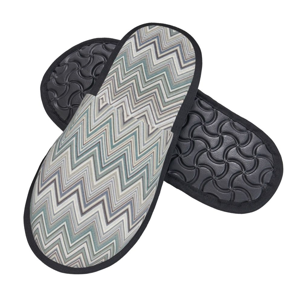 Abstract Geometric Home Zig Zag Guest Slippers for Hotel Women Custom Print Boho Modern Camouflage House Slipper