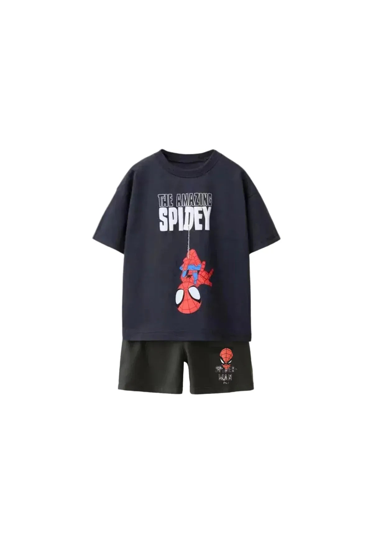 Mini Spidy Cartoon Tee & Shorts Set – Boys