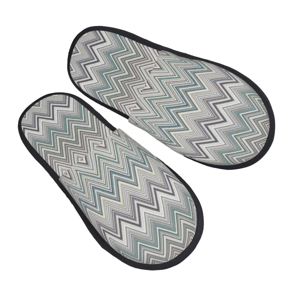 Abstract Geometric Home Zig Zag Guest Slippers for Hotel Women Custom Print Boho Modern Camouflage House Slipper