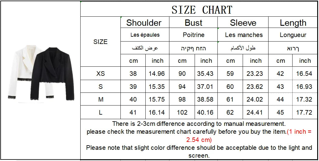 Fashion Women Lace Trim Cropped Blazer Shorts Suits Causal Slim Full Sleeve Coats High-waist Short 2026 New Ladies Solid Outwear