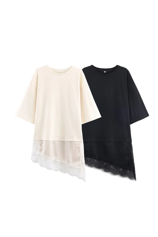 ELENA - Lace Damen Top – Asymmetrisches Shirt