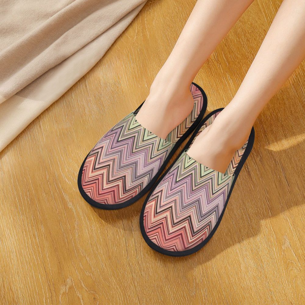 Abstract Geometric Home Zig Zag Guest Slippers for Hotel Women Custom Print Boho Modern Camouflage House Slipper
