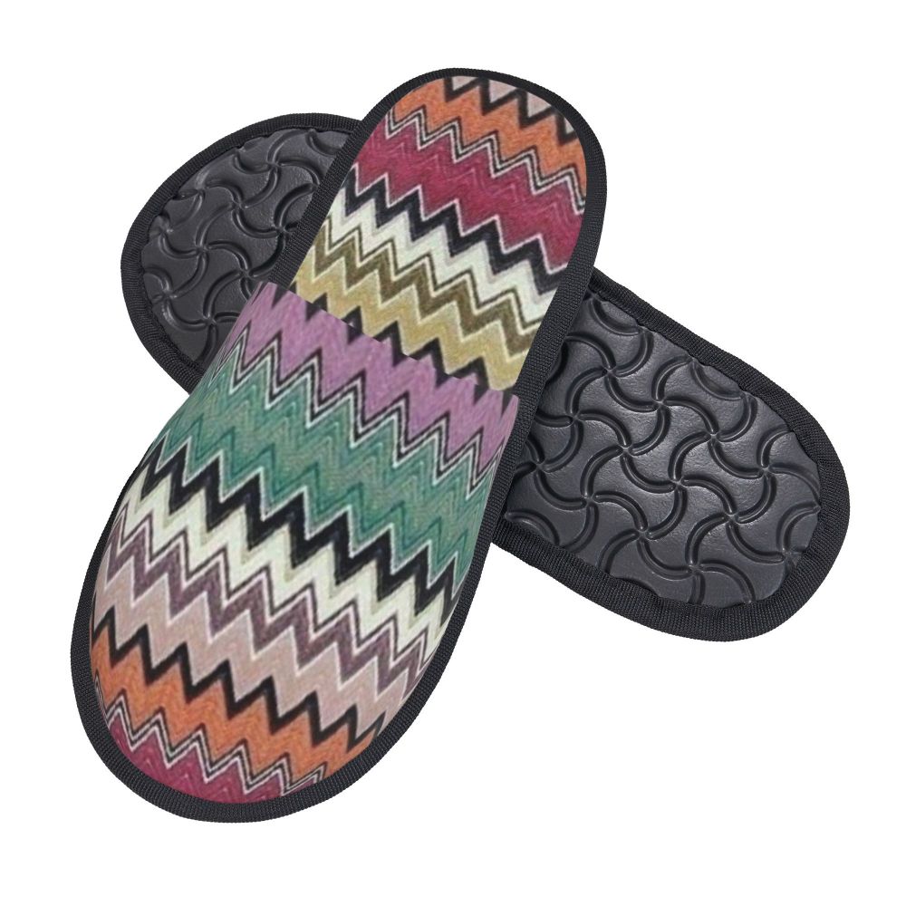Abstract Geometric Home Zig Zag Guest Slippers for Hotel Women Custom Print Boho Modern Camouflage House Slipper