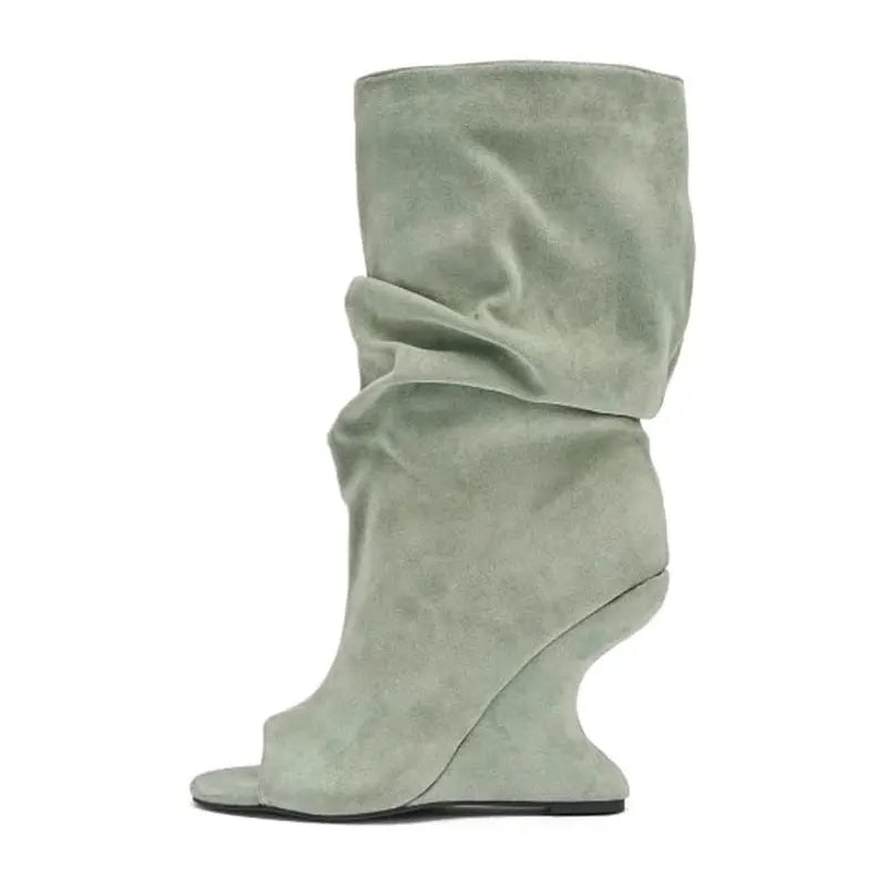 European AndAmerican Hot Girls with Pleated Pile Sleeves,fish Mouth Cool Boots,women's Fashion, Big Tube,sloping Andknight Boots