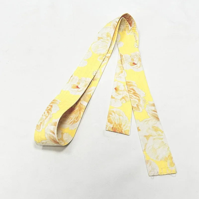 Elegant Floral Print Mini Dress 2025 New Style Stand Collar Single Button Belt Lantern Sleeve Holiday Maxi Skirt Dress