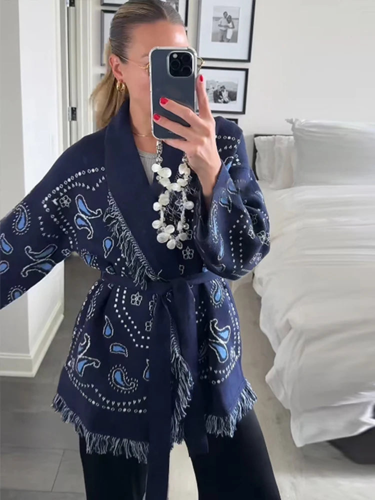 Frauen Gestrickte Getäfelten Pullover drehen-unten Kragen Flare Hülse Reißverschlüsse Mantel Strickjacke Casual Büro Dame Herbst 2025, Pullover