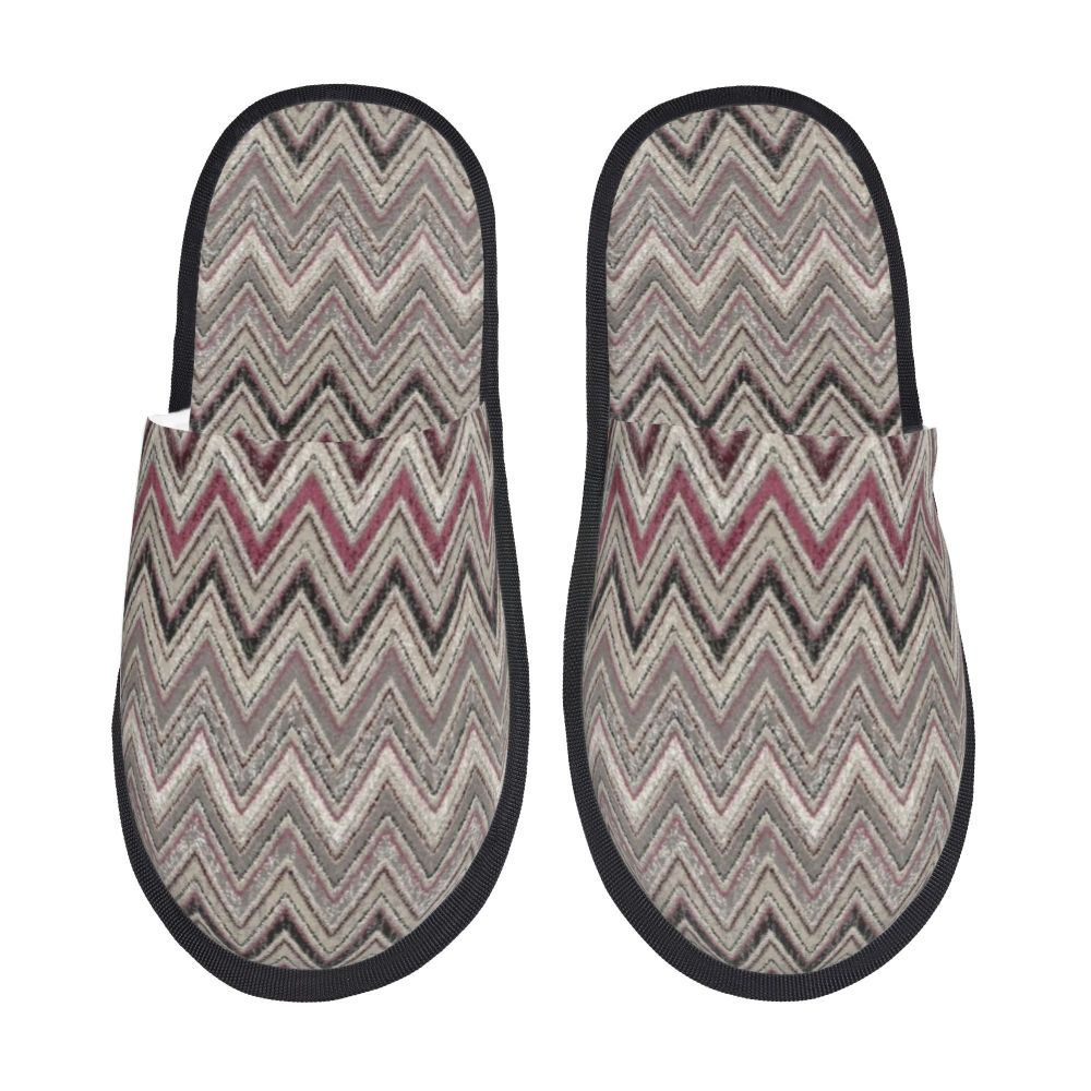 Abstract Geometric Home Zig Zag Guest Slippers for Hotel Women Custom Print Boho Modern Camouflage House Slipper