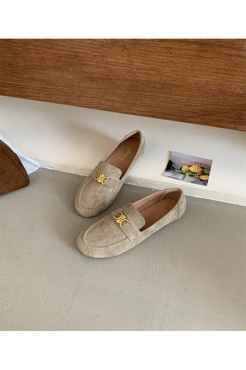 Französische Vintage-Slipper mit flacher Sohle für Damen – Eleganter, neuer Frühlingsstil, Schwarz, Slip-On, weiche Sohle, Bohnenschuhe