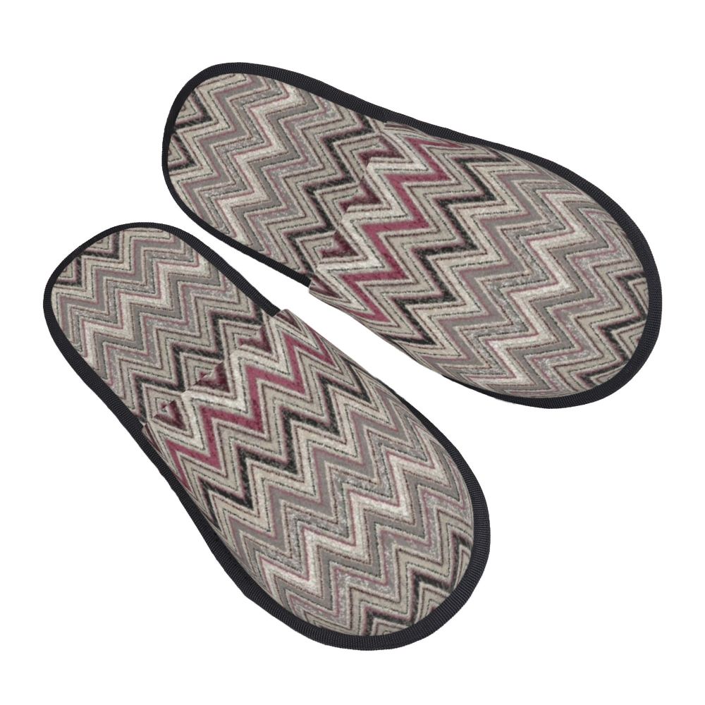 Abstract Geometric Home Zig Zag Guest Slippers for Hotel Women Custom Print Boho Modern Camouflage House Slipper